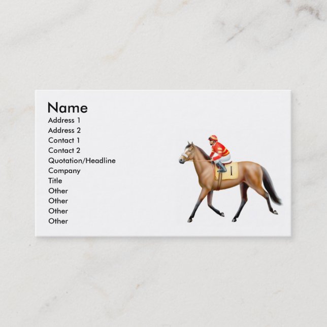 Thoroughbred Race Horse Business Card (Front)