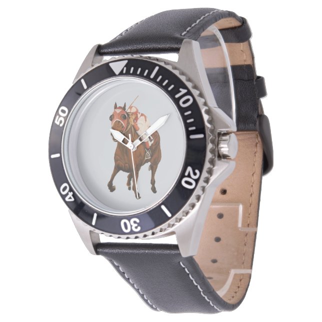 Thoroughbred Race Horse Wins Match Race Watch (Angled)