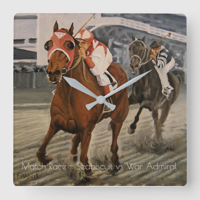 Thoroughbred Race Horse Wins Square Wall Clock (Front)