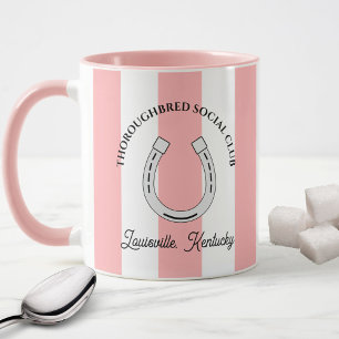 Thoroughbred Social Club Pink Stripes Horseshoe Mug