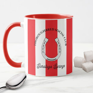Thoroughbred Social Club Red Stripes Horseshoe Mug