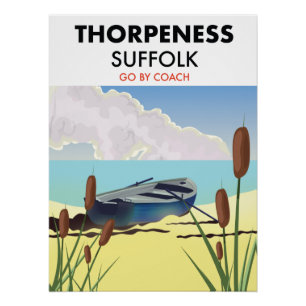 Thorpeness suffolk vintage beach poster. poster