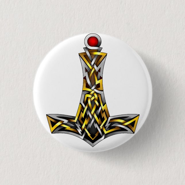 Thor's Hammer 3 Cm Round Badge (Front)