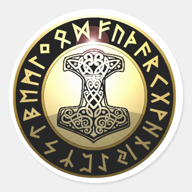 Thor's Hammer Classic Round Sticker (Front)