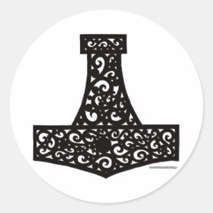 Thors Hammer in Black Classic Round Sticker
