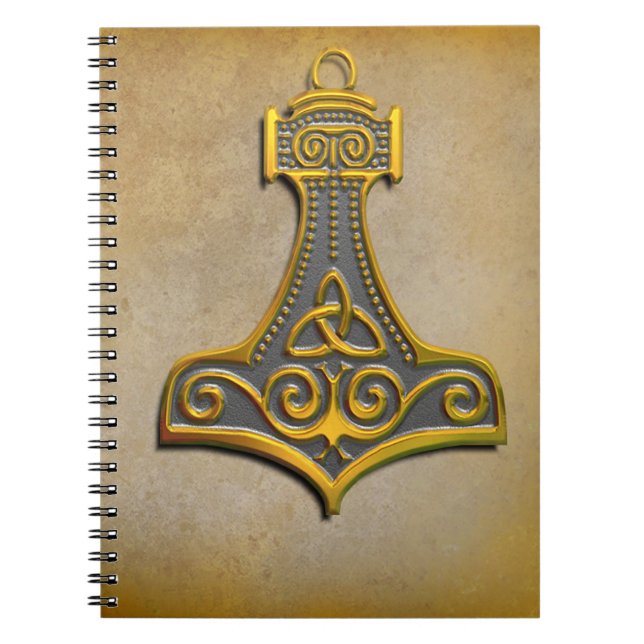Thor's Hammer in Gold Spiral Notebook (Front)