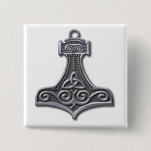 Thor's Hammer-silver 15 Cm Square Badge