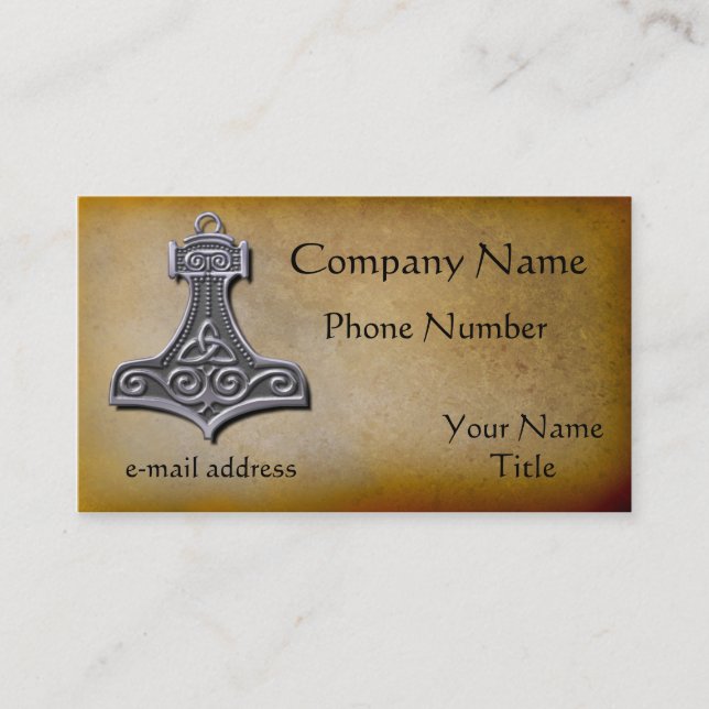 Thors Hammer silver Business Card (Front)