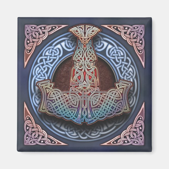 Thor's Hammer Square Magnet (Front)