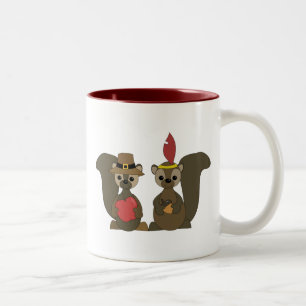 Those Thanksgiving Squirrels Two-Tone Coffee Mug