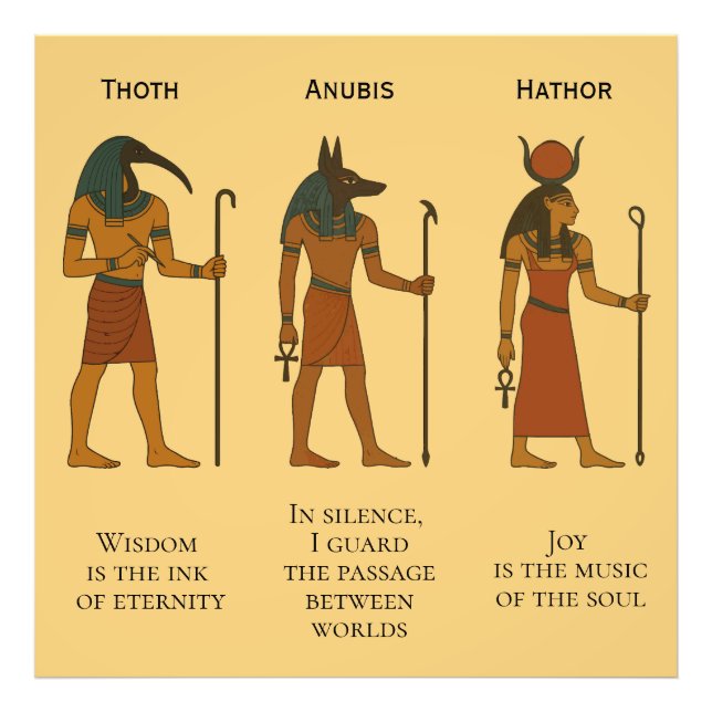 Thoth, Anubis & Hathor - Ancient Egyptian Deity  Photo Print (Front)