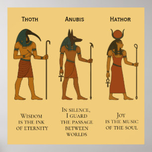 Thoth, Anubis & Hathor - Ancient Egyptian Deity  Poster