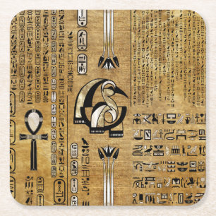 Thoth - Djhuty Egytian God- Gold and Pearl Square Paper Coaster