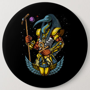Thoth Egyptian God Ankh Scarab Ancient Symbol 6 Cm Round Badge