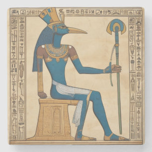 Thoth, Egyptian God. Emerald Tablets. Stone Coaster