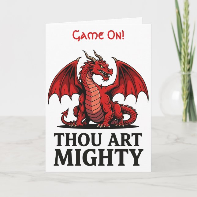 Thou Art Mighty Red Dragon Card (Front)