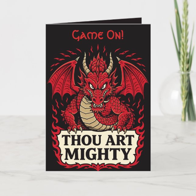 Thou Art Mighty Red Dragon Proclamation Card (Front)