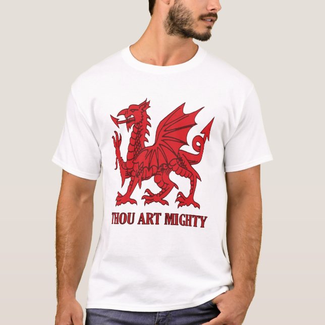 Thou Art Mighty Red Dragon Welsh Rugby T-Shirt (Front)