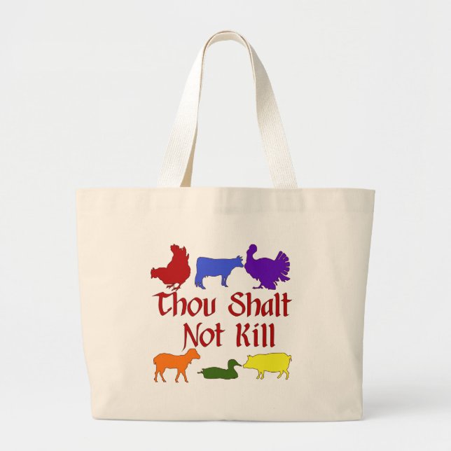 Thou Shalt Not Kill Large Tote Bag (Front)