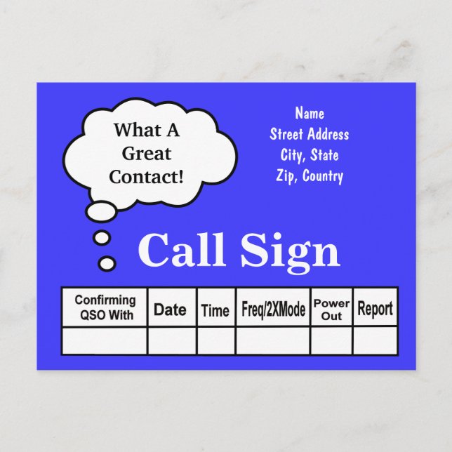 Thought Bubble Ham Radio QSL Card  Customise It! (Front)