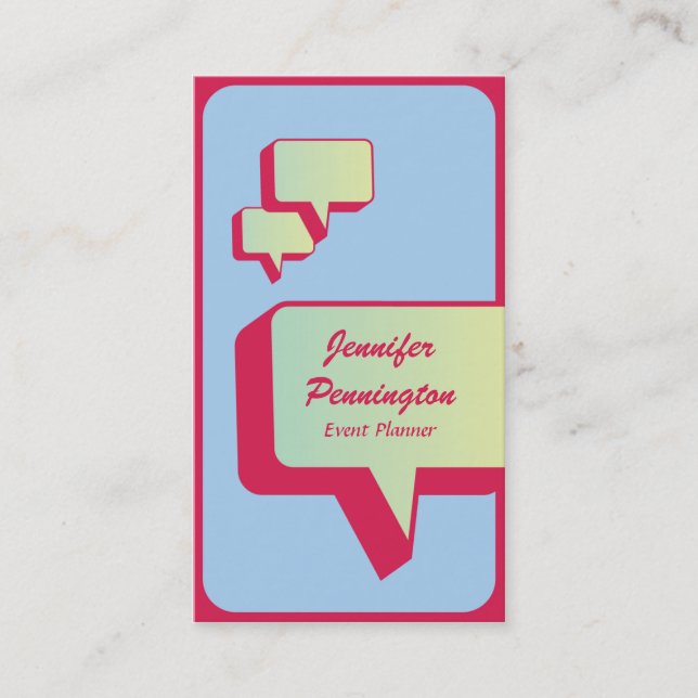 Thought bubbles event planner business cards (Front)