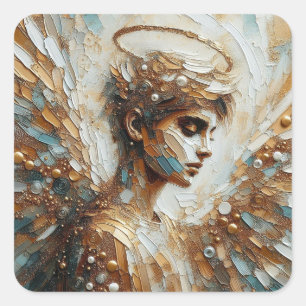 Thoughtful Angel - Angel Series Art Collection Square Sticker
