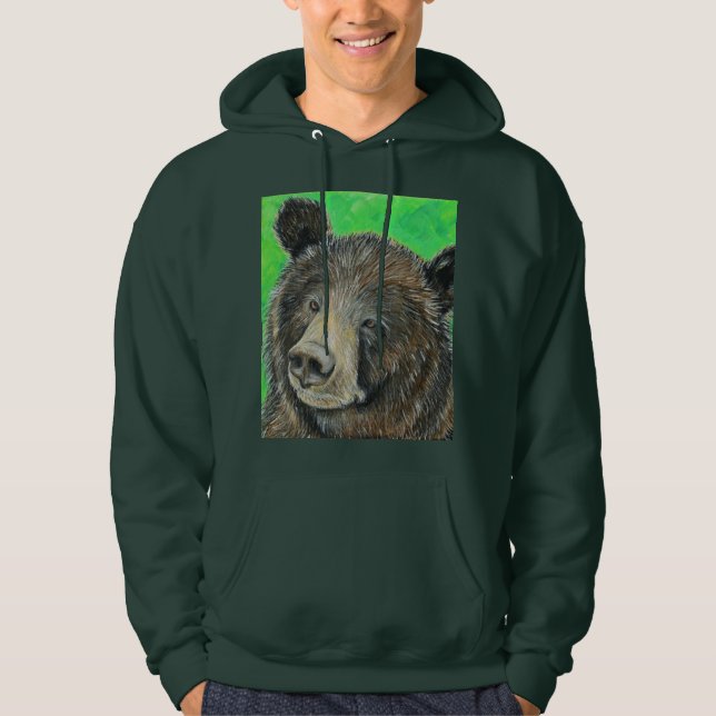 Thoughtful Brown Bear Painting Hoodie (Front)