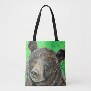 Thoughtful Brown Bear Painting Tote Bag