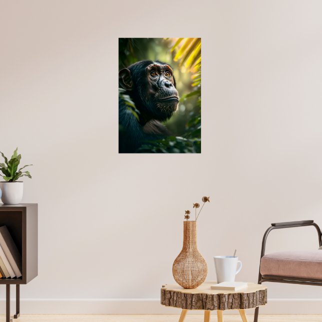 Thoughtful Chimpanzee in the Jungle Poster (Living Room 3)