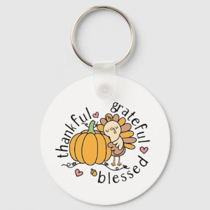 Thoughtful Grateful Blessed Thanksgiving Funny Key Ring