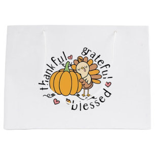 Thoughtful Grateful Blessed Thanksgiving Funny Large Gift Bag