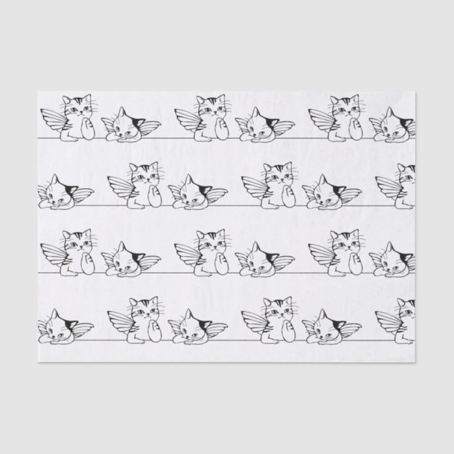 THOUGHTFUL KITTENS WITH WINGS Tissue Paper (Front)