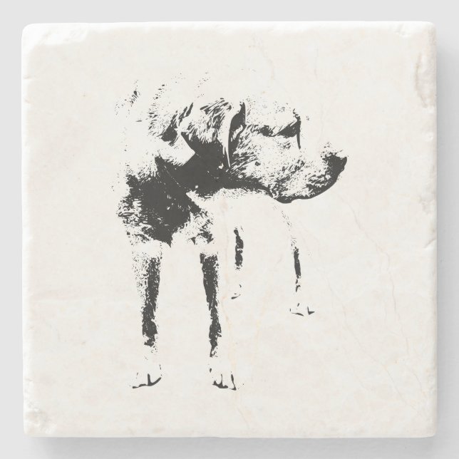 Thoughtful Labrador – Quiet Charm Stone Coaster (Front)