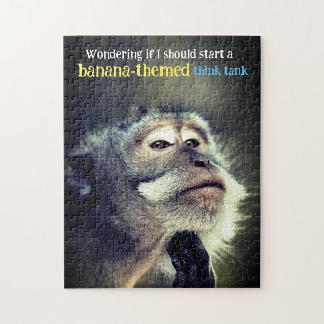 Thoughtful monkey thinking funny quote jigsaw puzzle (Vertical)