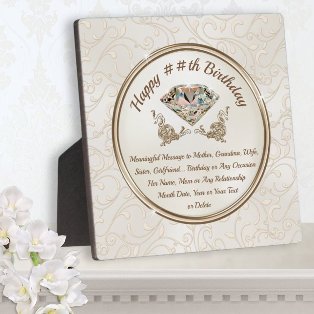 Thoughtful Personalised for Her, Custom Birthday Plaque (Sentimental birthday gifts. Thoughtful personalized gifts for mom. Sentimental gifts for mum. 60 yr)