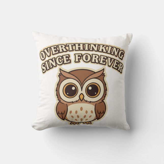 Thoughtful Retro Owl Square Comfort Pillow (Front)