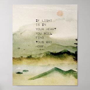 Thoughtful Rumi Quote On A Watercolor Landscape  Poster