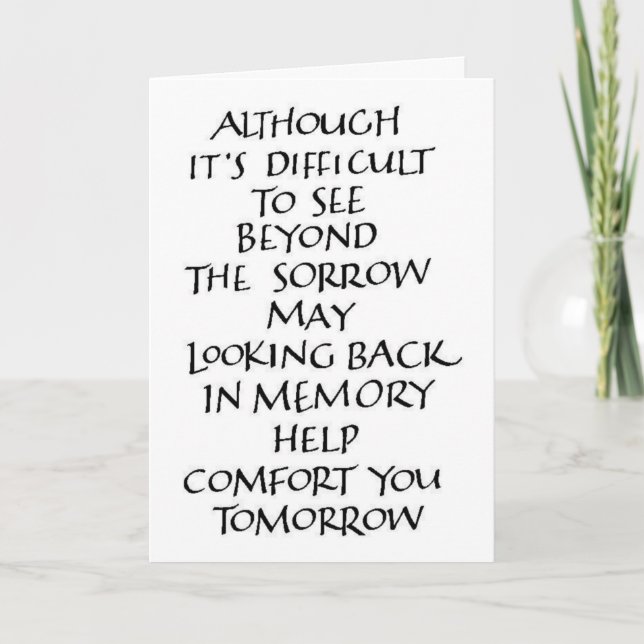 ***THOUGHTFUL SYMPATHY*** FRIEND OR FAMILY CARD (Front)