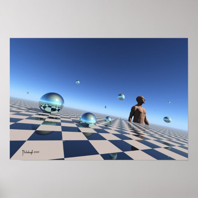 Thoughts and reality surreal art poster (Front)