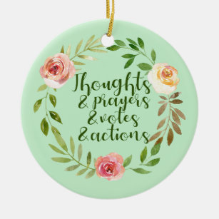 Thoughts Prayers Votes Actions Resist Ceramic Tree Decoration