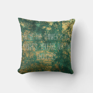 Thoughts Quote on Green Cushion