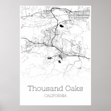 Thousand Oaks Map - California - City Map Poster