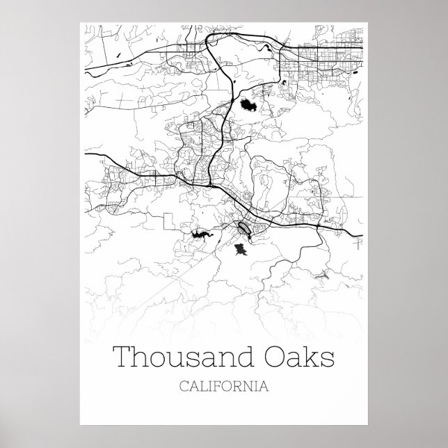 Thousand Oaks Map - California - City Map Poster (Front)