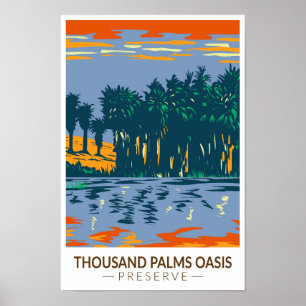 Thousand Palms Oasis Preserve California Vintage  Poster