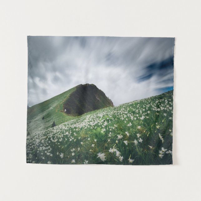 Thousands of narcissus on Golica, Slovenia Tapestry (Front (Horizontal))