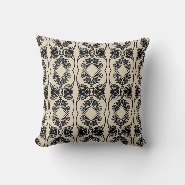 THP - 012 - Beige and Black - Throw Pillow (Front)