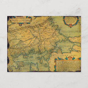 Thraciae Veteris Typvs Map by Abraham Ortelius Postcard