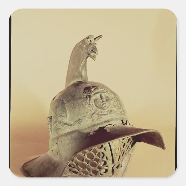 Thracian gladiator's helmet square sticker (Front)
