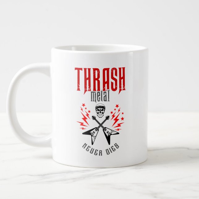 Thrash Metal Never Dies Large Coffee Mug (Left)