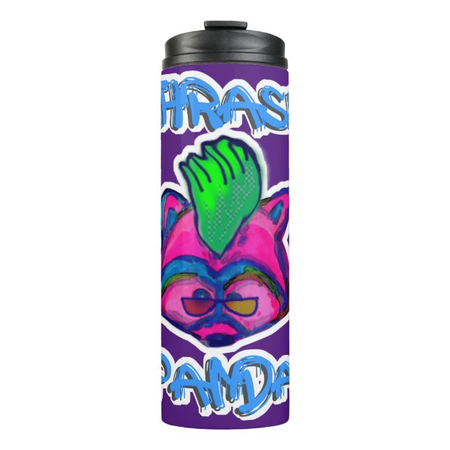 Thrash Panda Neon Punk Racoon Cartoon Thermal Tumbler (Front)